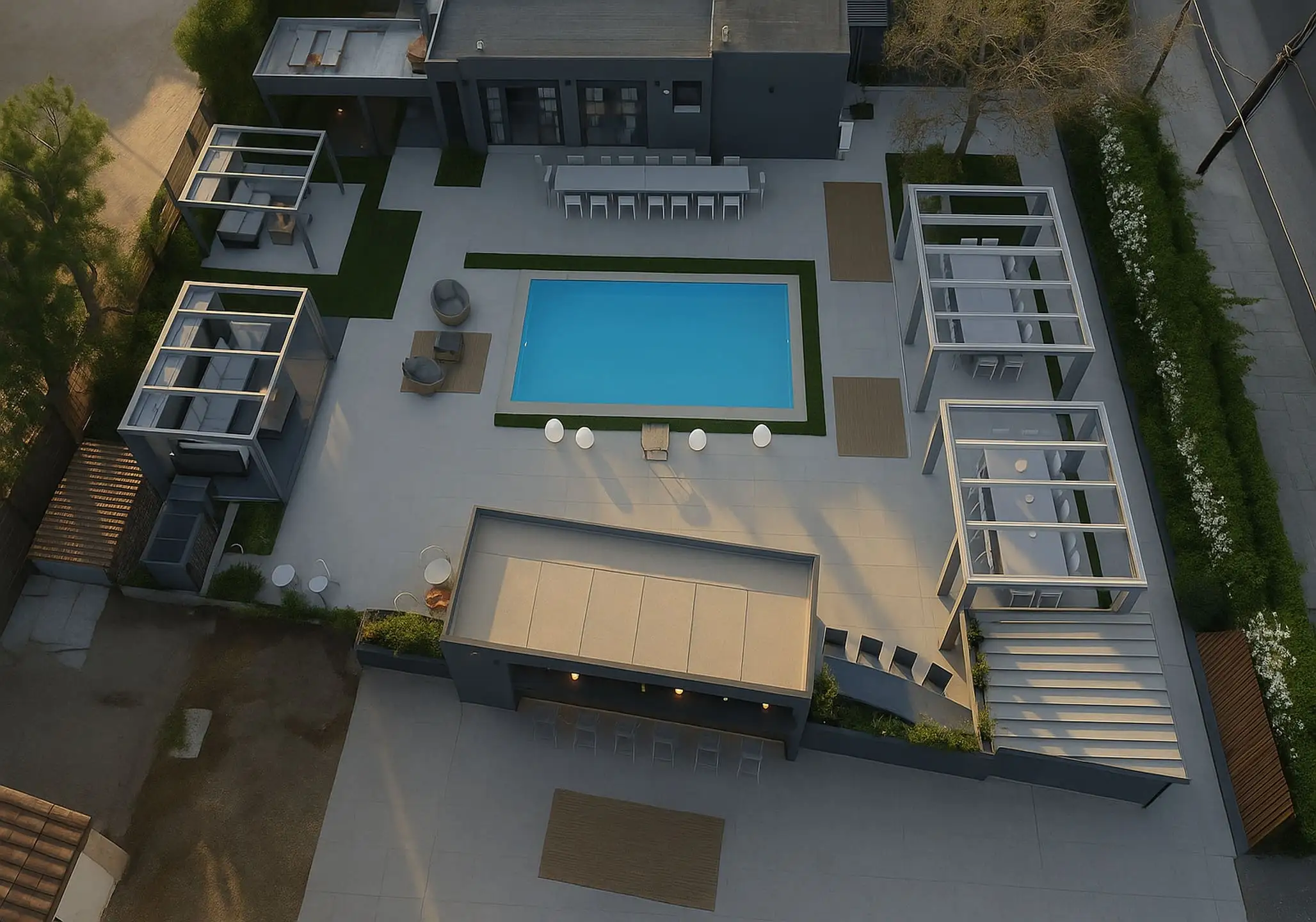 The open-plan interior of House 124 with modern furniture.