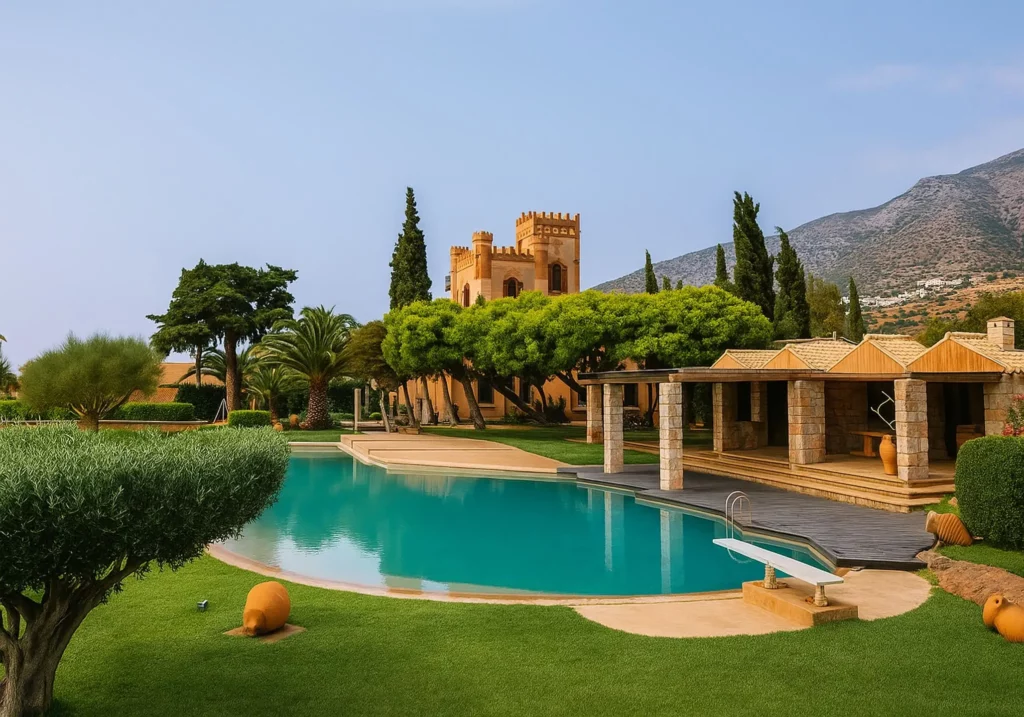 Κοντινό πλάνο ενός κομψού σερβίτσιου σε γαμήλιο τραπέζι.