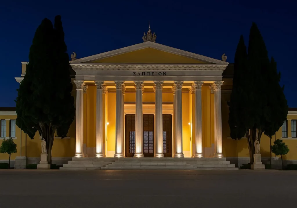 Το υπαίθριο κυκλικό Περιστύλιο με την κιονοστοιχία του.